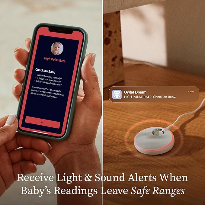 Owlet Dream Sock® - FDA-Cleared Smart Baby Monitor - Track Live Pulse (Heart) Rate, Oxygen in Infants - Receive Notifications - Mint