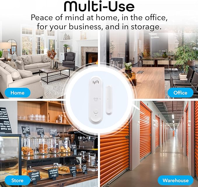 Geeni Smart Door and Window Sensor Alarm 2 Pack WiFi Battery Powered Security Sensor with Siren, Instant Alerts, Alexa & Google Assistant Compatible for Home, Office, Garage