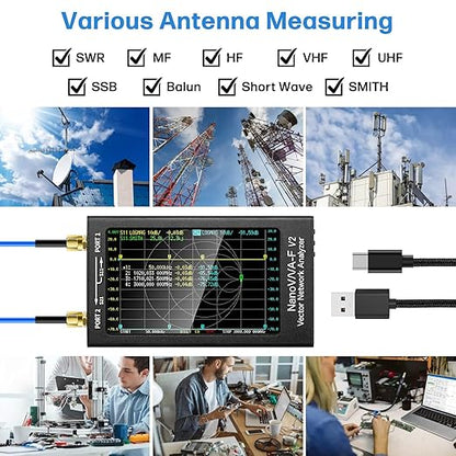 AURSINC Upgraded NanoVNA-F V2 Vector Network Analyzer 50KHz-3GHz HF VHF UHF VNA Antenna Analyzer, 4.3inch Touchscreen, 5000mAh Battery, Measuring S-Parameters, SWR, Phase Delay, Smith Chart