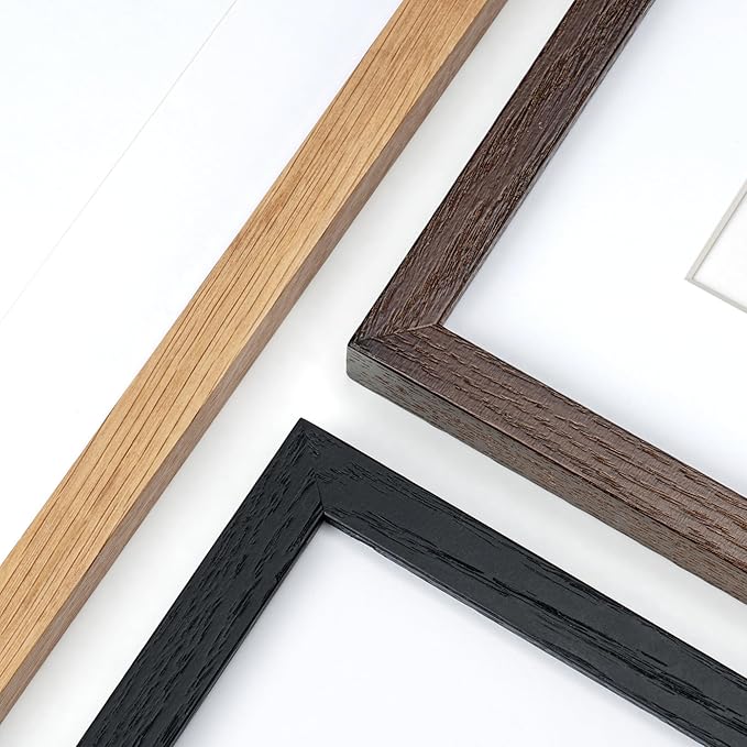 Fun Memories 4x4 Picture Frame, Solid White Oak Wood Frame 4 by 4, 4 x 4 Square Photo Frame with Tempered Real Glass, Rustic Wooden Frame 4"" x4 for Wall & Tabletop Display, Walnut Color, Set of 4