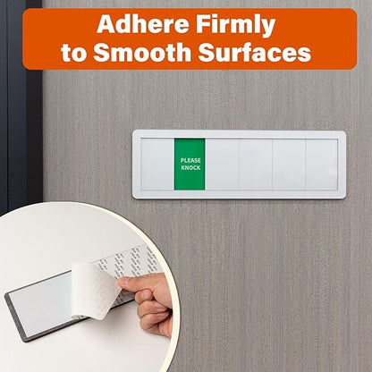 Office Door Signs Do Not Disturb, Please Knock, In A Meeting, Out Of Office, Working Remotely 5 Options Privacy Door Slider Sign For Meeting & Conference Room Brushed Silver