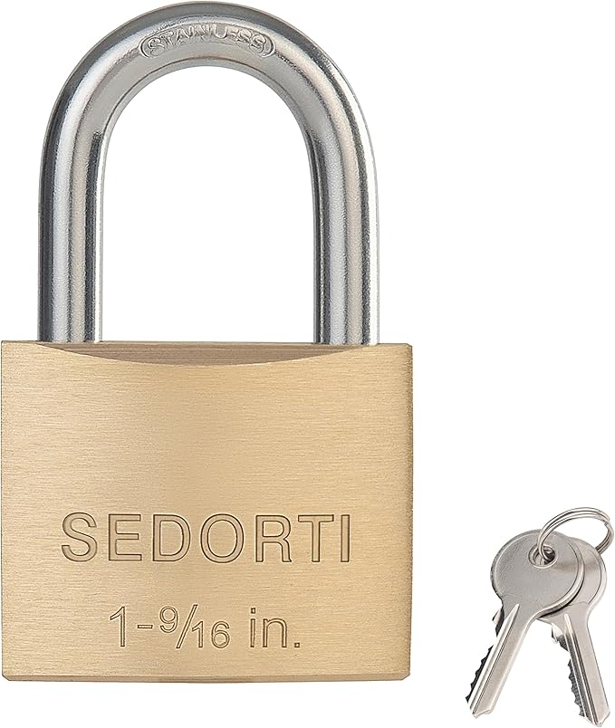 Outdoor Weatherproof Padlock with Stainless Steel Shackle and Solid Brass Body, Marine Grade Rustproof Lock for Sheds, Storage Unit School Gym Locker, Fence, Toolbox, Hasp Storage