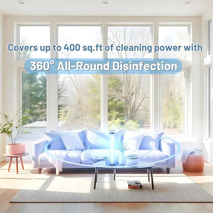 38W UV Sanitizer Light, Portable Ultraviolet Light with 3-Gear Timer, 110V, 99.99% UVC O-Zone Lamp for Home, Office, Hotel, School and Large Spaces