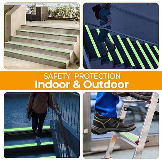 Glow in The Dark Tape, Anti Slip Glow Tape for Stairs, Glow in Dark Indoor or Outdoor, Visible at Night, Waterproof, Luminous Green, 2 Inch x 16 Feet