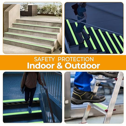 Glow in The Dark Tape, Anti Slip Glow Tape for Stairs, Glow in Dark Indoor or Outdoor, Visible at Night, Waterproof, Luminous Green, 2 Inch x 16 Feet