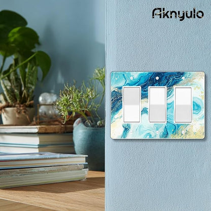 Elegant Marble Acrylic Light Switch Cover Decorative Wall Plate Outlet Covers Light Switch Plate Cover 3 Gang Switch Plate