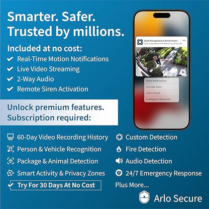 Arlo Essential Security Camera 2K | Outdoor-Indoor | 2nd Gen | Wireless with Spotlight, 2-Way Audio, Color Night Vision, Live Stream, Motion Activation, Real Time Notifications - White, 2 Camera