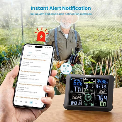 Sainlogic WiFi Smart Weather Station SA9 with 24H/ 7Days Accurate Weather Forecast by Weatherseed® AI, 8.5" Large Display,UV,Sun Light,Rain Gauge,Wind Gauge,2-Year Data Storage & Export（Only 2.4G）