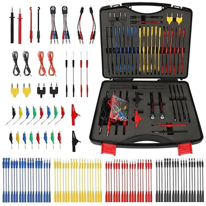 110PCS Automotive Circuit Test Lead Kit, Multimeter Leads Kit,Multi Function Auto Diagnostic Tools with Power Back Probes Test Lead Set Wire Connectors Set with Black Carrying Case,Alligator Clips