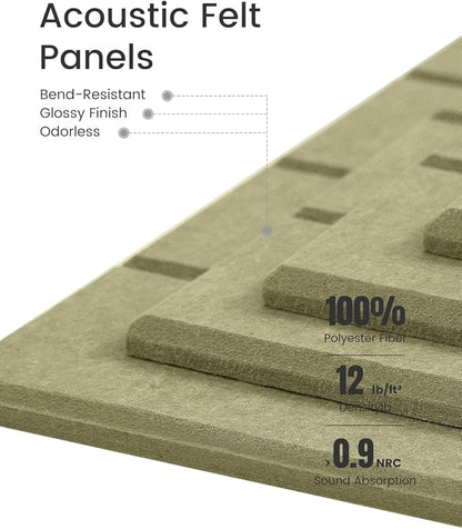 Large Felt Bulletin Board 48" x 36" Cork Board Alternative - 6 Pack with 40 Safe Removable Adhesive Tabs, Cork Boards for Walls Cork Board for Home Office Classroom Pin Board (Olive Green)