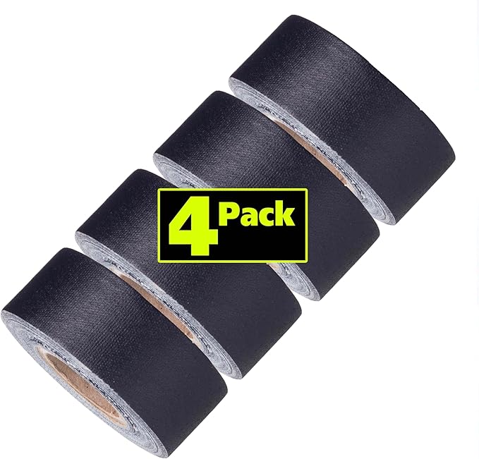Mini Gaffer Tape Rolls by GafferPower 1 inch x 8yards - Pack of 4 Black, Made in The USA, Heavy Duty Gaffer's Tape, Strong Tough Compact Lightweight, Multipurpose