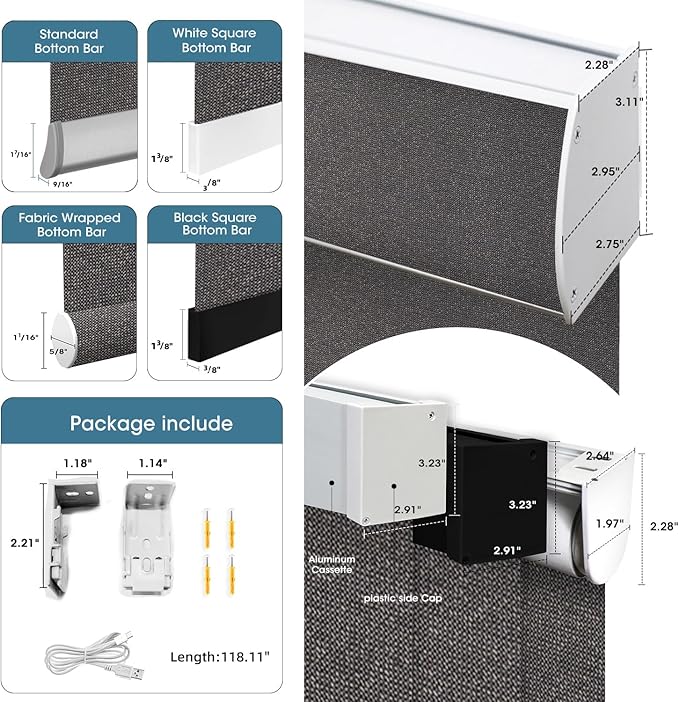 SmartWings Motorized 100% Blackout Shades Blinds, Custom Size, Cordless Window Shades with Rechargeable Battery, Work with Matter/Apple HomeKit, Alexa, Thread/Zigbee, Remote Optional, Eclipse Umber