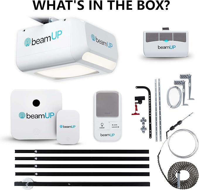 Sentry BU400 Smart Garage Door Opener, Heavy-Duty 3/4 Horsepower Equivalent DC Motor, Integrated Edge-to-Edge 3000-Lumen LED, with Beam Home App for Smart Garage Control, White