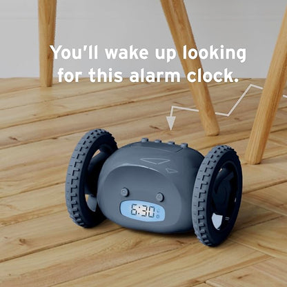 CLOCKY Extra Loud Alarm Clock for Heavy Sleepers on Wheels Rolls Runs Away Vibrating, Easy to Set Super Smart Snooze Digital Bed Shaker Alarm Clock Funny Gift for Adults Kids Teens Bedrooms (Slate)