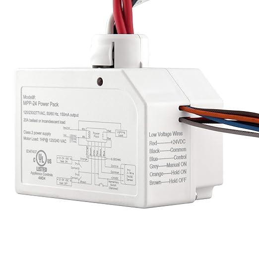 ENERLITES Ceiling Sensor Low Voltage Power Pack for Low Voltage Sensor and Package, Self Contained Power Supply Relay System 120~277V AC to 24V DC, MPP-24, New Model, White