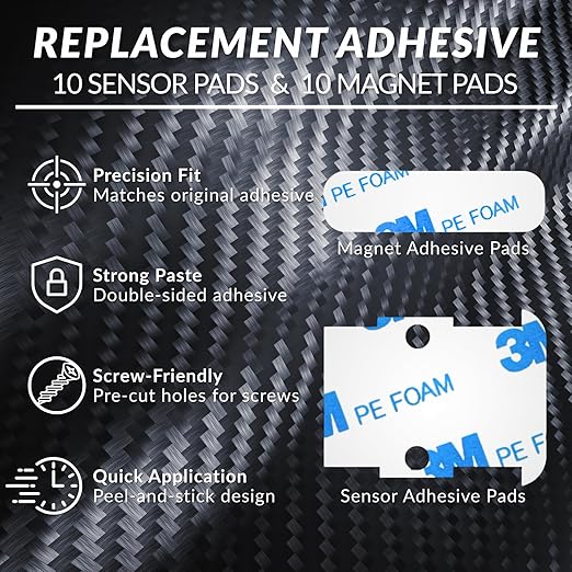 Safe Entry Sensors Replacement Adhesive Strips for SimpliSafe – Pre-Cut Replacement Tape for Sensors & Magnets | No Cutting Needed, Residue-Free Removal | Pack of 10 Sensor Pads & 10 Magnetic Pads