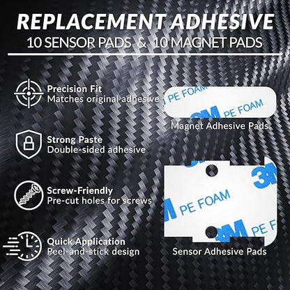 Safe Entry Sensors Replacement Adhesive Strips for SimpliSafe – Pre-Cut Replacement Tape for Sensors & Magnets | No Cutting Needed, Residue-Free Removal | Pack of 10 Sensor Pads & 10 Magnetic Pads
