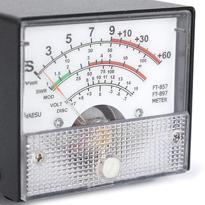 FT-857/FT-897 Analog Panel Meter, Black, Multi-Function S-Meter/PWR/SWR Display, 70x70x62mm, with 3.5mm Jack Connection