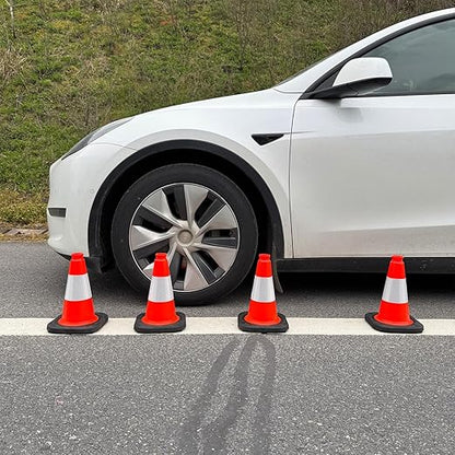 12" inch Traffic Cones Soccer Training Cones Sport Cones Road Parking Cone with 4" Highly Reflective Collar(8 Pack)