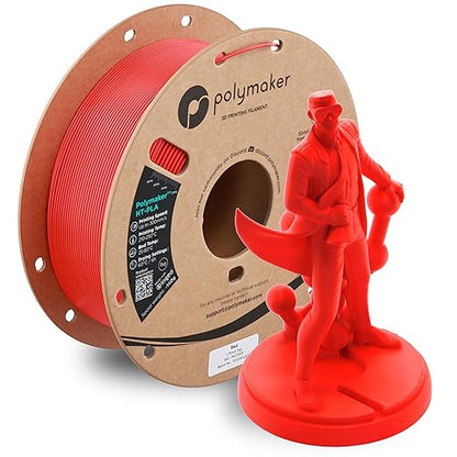 Polymaker HT-PLA Filament 1.75mm Red, High Temp PLA for 3D Printing, Heat Stable Up to 150°C, Easy to Print, Works with Most FDM Printers, 1kg Spool