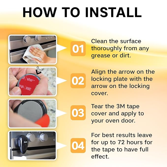 Oven Lock Child Safety – Award Winning Self-Adhesive Baby Proofing Oven Door Latch, Easy Install Heat-Resistant Safety Lock by BeeGo (Black)
