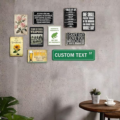 Custom Street Sign with Directional Arrow, Double Sided/Reflective Option, Personalized Road Address Metal Sign, Customize for Business, Office, Outdoor, Home, Delivery 18''x4''