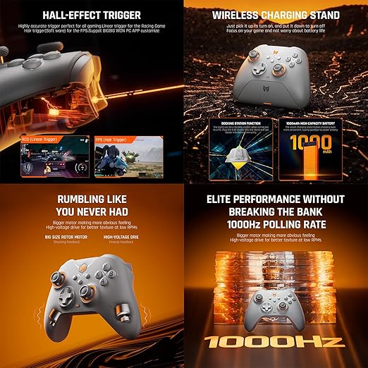 PC Controllers, BIGBIG WON Gale Hall Wireless Controllers, Motion Control, Hall Joysticks&Triggers, 3 Pairs of Thumbsticks, PC App Game Controllers for Switch/Switch2/iOS/Android Wireless Gaming Controller