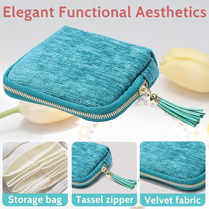 Stuffdatas Travel Jewelry Case, Stuffdatas Bags, Small Jewelry Travel Pouch Mini, Travel Jewelry Organizer Pouch Velvet, with 5 Compartments (3PCS-D)