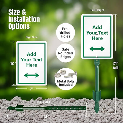 SmartSign Custom Yard Sign - 7" x 10" Sign with Stake, Personalized Lawn Sign, 40 mil Thick Laminated Aluminum, Choose Arrow, 21-inch Tall & Stake Kit, Made in USA