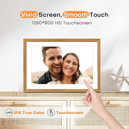 Digital Picture Frame Frameo, 10.1 Inch Digital Photo Frame WiFi, Electric Slideshow Frame 1280 * 800IPS Touch Screen, Auto-Rotate, Share Videos Pictures, 32GB Memory, Gifts for Mom