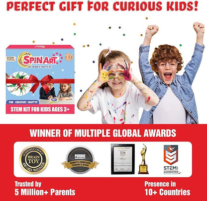 Butterfly EduFields Spin Art & Craft Kit for Kids | Educational Birthday Gift for 3+ 4 5 6 7 Year Old Boys and Girls| DIY Painting Kit for Kids | STEM Toy for for 3+ Years | Science Project Kit