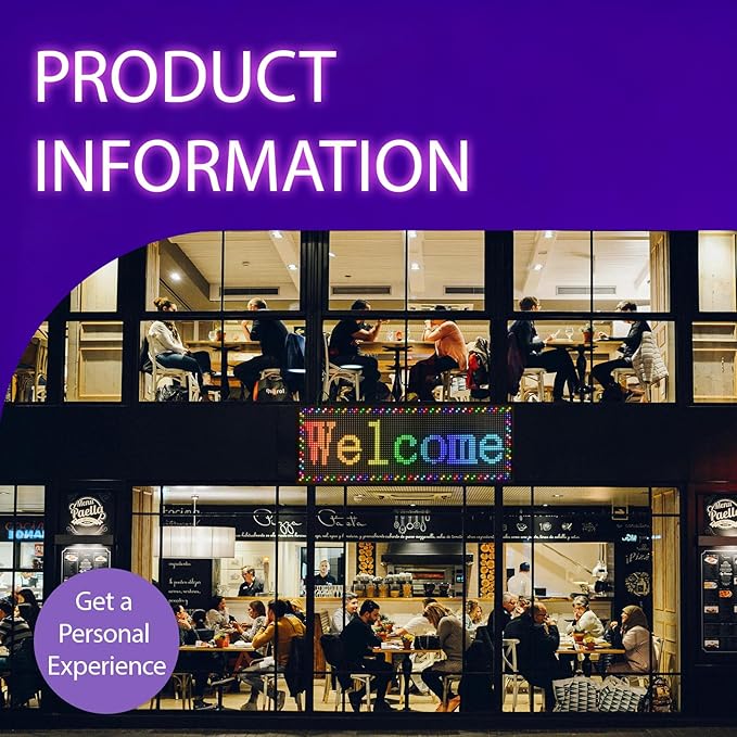 Programmable Led Sign With Full Color Display - Energy Saving and Waterproof Led Message Board for Schools, Shops, and Businesses, Supports wifi Connection,39"x14"