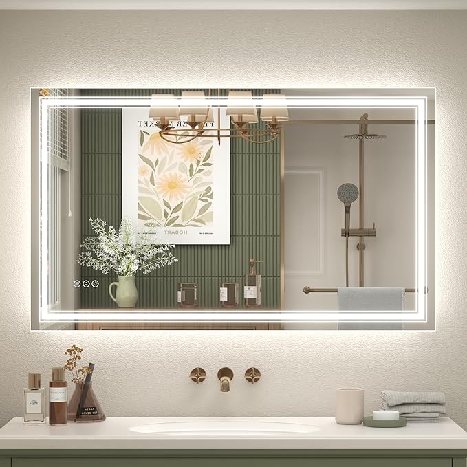 40x24 LED Bathroom Mirror with Lights, LED Dimmable Vanity Mirror for Wall, Backlit and Front Lighted Mirror, Anti-Fog, Shatte-rpoof (Horizontal/Vertical)