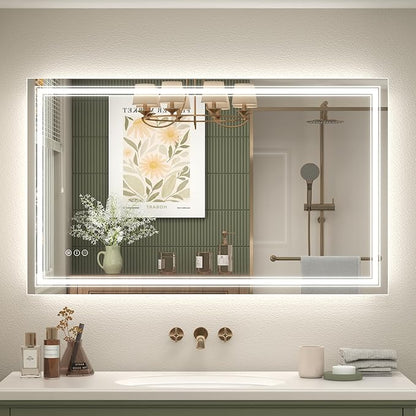 40x24 LED Bathroom Mirror with Lights, LED Dimmable Vanity Mirror for Wall, Backlit and Front Lighted Mirror, Anti-Fog, Shatte-rpoof (Horizontal/Vertical)