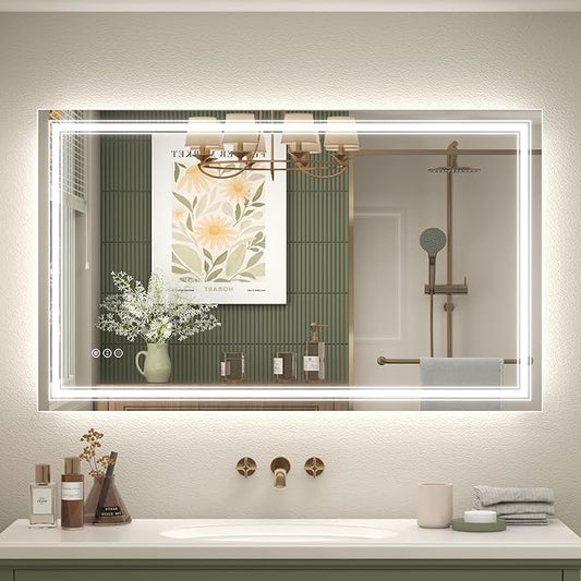 40x24 LED Bathroom Mirror with Lights, LED Dimmable Vanity Mirror for Wall, Backlit and Front Lighted Mirror, Anti-Fog, Shatte-rpoof (Horizontal/Vertical)