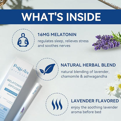 PUFFIAIR Daily Balance Trio Herbal Diffuser Pen Set | Refresh Reset Calm Blends | Green Purple Blue | 3 Count