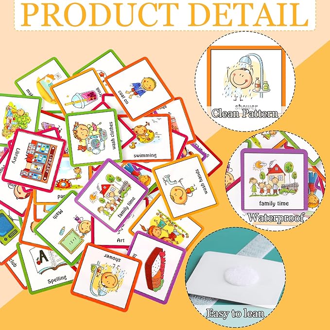Geyee 60 Pcs Visual Schedule Cards Daily Routine Chart Visual Planner Cards Bulk for Autism Learning Materials Asperger's ADHD Home Education Behavioral Tool(Royal Blue)