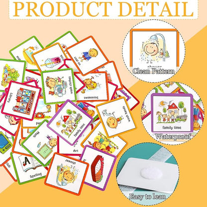 Geyee 60 Pcs Visual Schedule Cards Daily Routine Chart Visual Planner Cards Bulk for Autism Learning Materials Asperger's ADHD Home Education Behavioral Tool(Royal Blue)