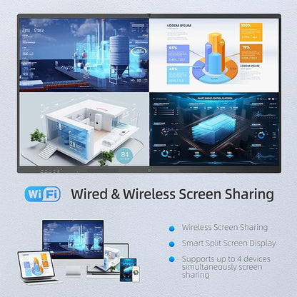 55" Smart Board, Interactive Whiteboard, 4K Electronic Board, UHD Touchscreen, Android 13, 8+128G, All in One Smartboard for Classroom Office Home (Wall Mount Included)