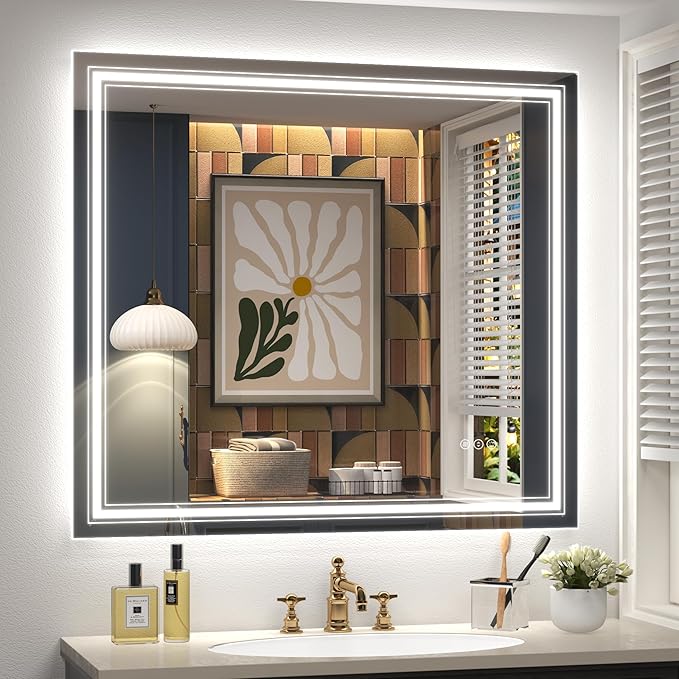 40x36 LED Bathroom Mirror, Lighted Mirror for Bathroom Wall, Backlit and Front lit, Dimmable, Anti-Fog, Shatterpoof, Memory (Horizontal/Vertical)