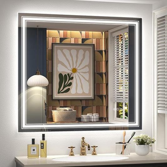 40x36 LED Bathroom Mirror, Lighted Mirror for Bathroom Wall, Backlit and Front lit, Dimmable, Anti-Fog, Shatterpoof, Memory (Horizontal/Vertical)