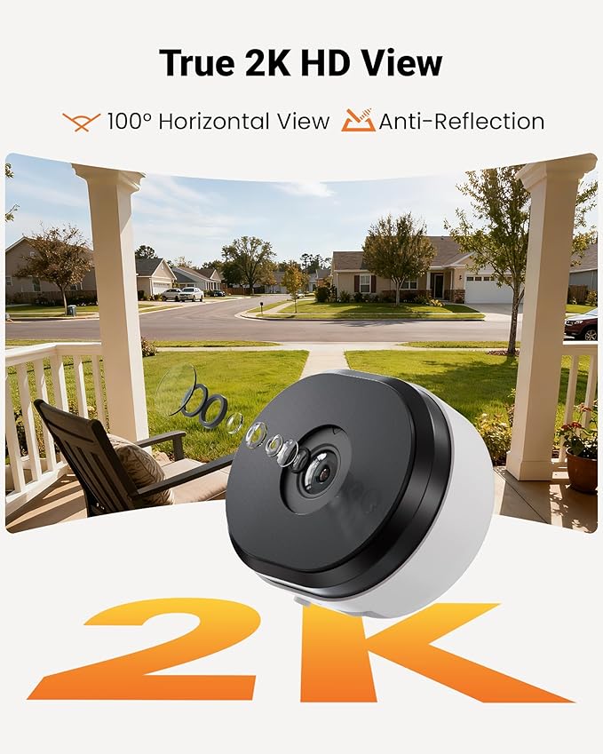 Anlapus A60 3MP 2K Window Security Camera, Plug-in WiFi Indoor Camera for Home Security, 5G/2.4G WiFi, Color Night Vision, Motion Detection, 24/7 Recording, Easy Install, US-Only Cloud Storage