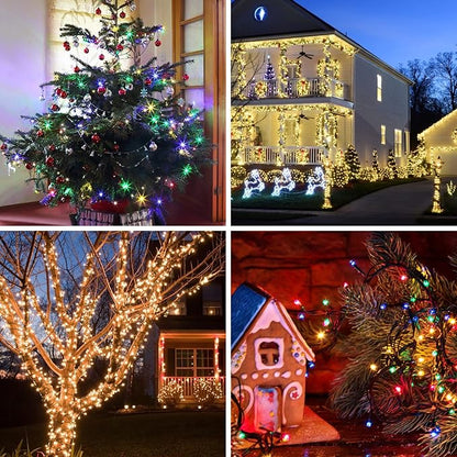 LetsFunny 300 LED Outdoor String Lights, 108FT Twinkle Lights with 8 Lighting Modes, Waterproof Ambient Aesthetic Lighting for Indoor & Outdoor Christmas Tree, Wedding, Party, Halloween Decorations