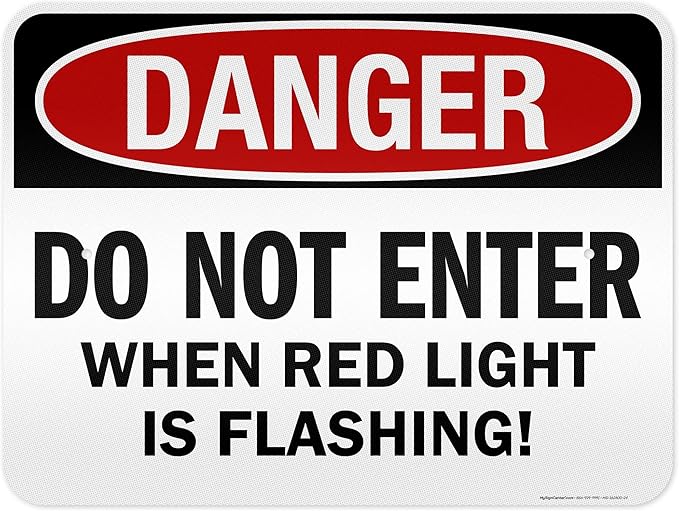 Danger Do Not Enter When Red Light is Flashing Sign, 18x24 Inches, 3M EGP Reflective .080 Aluminum, Fade Resistant, Made in USA by My Sign Center