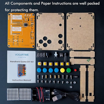 DIY Solder Project Game Kit with 5 Retro Classic Games for Electronic Soldering Practice and Learning, Comfortable Acrylic Case and Handheld Size, Ideal Gift for Family and Friends by VOGURTIME