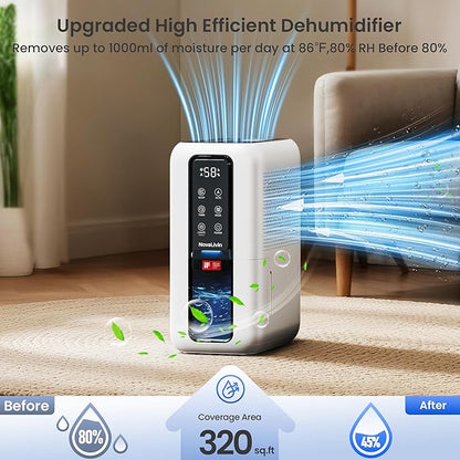Dehumidifiers for Bathroom with Moisture Absorber Bag Reusable, 68 OZ Water Tank Portable Quiet Dehumidifier for Bedroom with Auto Shut Off, 7 Colors LED Light for Home, RV, Garage, apartment
