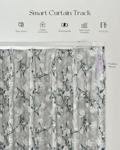 Graywind Rechargeable Smart Curtains Compatible with Alexa App Remote Control Motorized Drape for Sliding Door One-Way or Split Draw, Custom Width Up to 220" (Kapok Series)