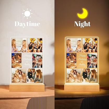 Custom Picture Frames with Photo, Personalized Picture Frame with Night Light, Custom Photo Frame, Customized Best Friend Photo Gifts, Personalized Birthday Gifts for Women Friends Her Him