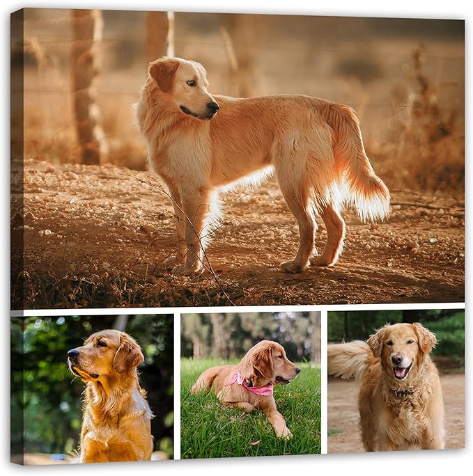 Collage Canvas Prints with Your Photos Personalized Multi Pictures for Wall Custom Family Wedding Baby Pet Dog Photo to Canvas Customized Gifts Home Wall Decor (Collage Photo-9, Framed)