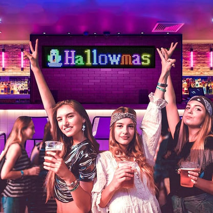 Scrolling LED Sign,LED Signs for Business,Programmable Flexible Digital Sign,Bluetooth APP,DIY Animations,Text, Graffiti (27''x5'')